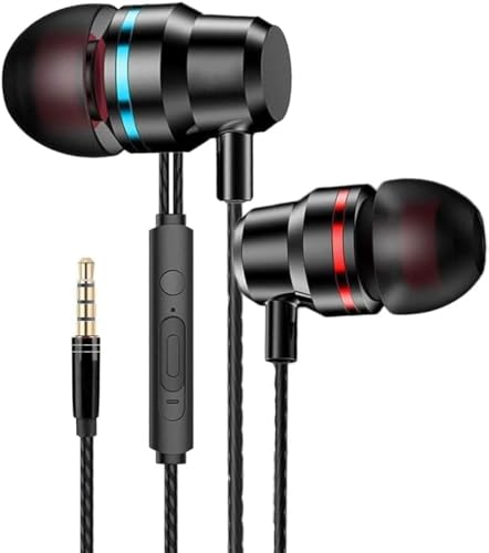 HIFI Wired Headphones, In-Ear Noise Isolation 3.5mm Jack Plug Earphones, In Ear Tangle-Free Cord With Enhanced Heavy Bass Stereo Sound Earbuds With Microphone For MP3.
