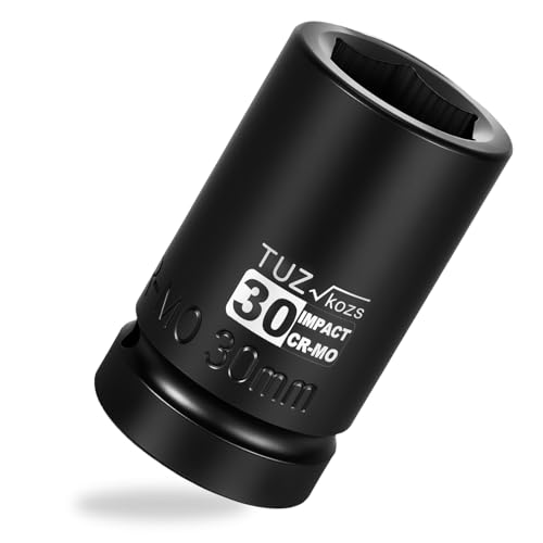Image of 1 Inch Drive 30mm Deep Metric Impact Socket,CR-MO,6 Point Radius Corner Design,Square Chamfered Opening,Axle Nut Impact Grade Socket for Easy Removal