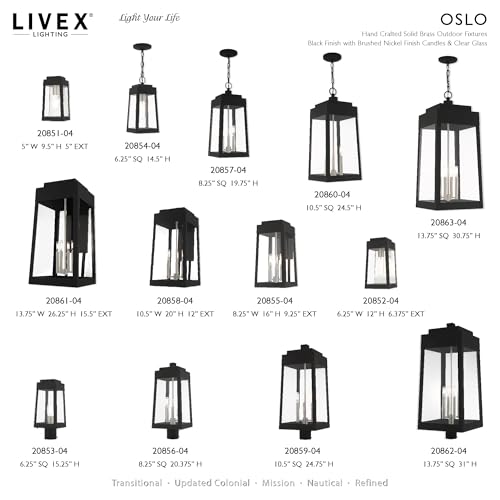 Livex Lighting 20858-04 Oslo - 20" Three Light Outdoor Wall Lantern, Black Finish with Clear Glass by Livex - Image 8