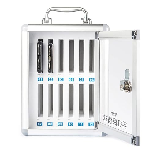 WJFTODAY Mobiletto portacellulare da Parete con 48 Scomparti, Maniglia e Chiavi, Design c con 48 Scomparti, Maniglia e Chiavi, Design con Numeri digitali, Perfetto per scuole Militari, uffici e aule.