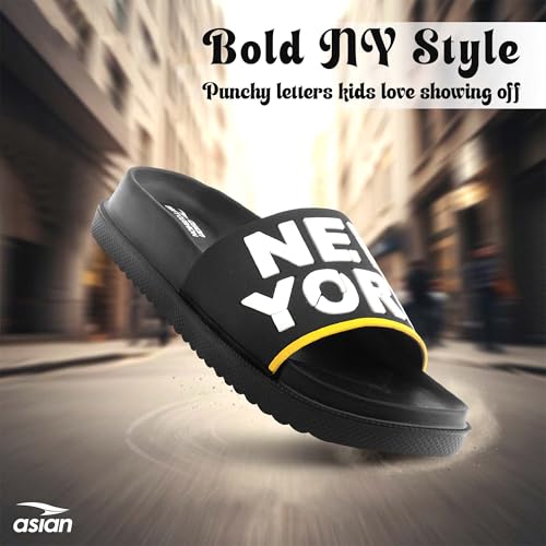 Image of ASIAN Slider-75 Kids Slippers | Lightweight, Soft Cushioning, Anti-Slip Grip for Daily & Travel Wear | Ideal for Boys & Girls Olive