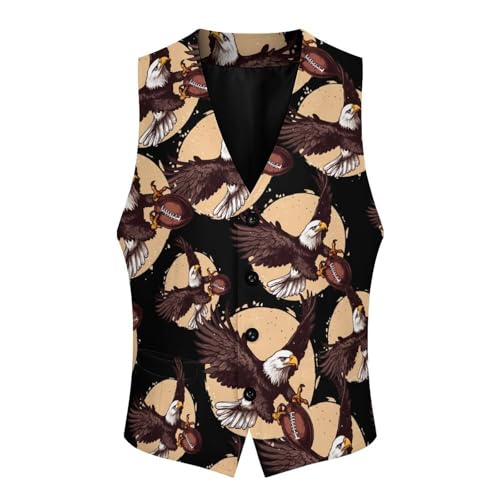 Ea-gles on Football Ball Men's Suit Vests Dress Vest V-Neck Waistcoat Slim Business Formal with Pocket4