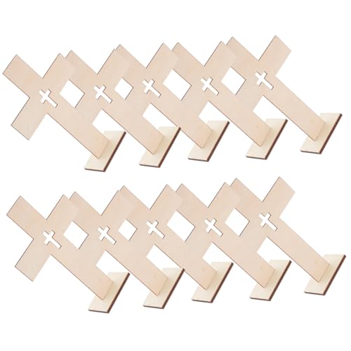 Healvian 10 Piezas Cruces de Madera para Manualidades, Decoración Cruz Religiosa de Madera sin Terminar, Tamaño 6, Adorno Rústico Hogar y Centros de Mesa, Decoración Festival y Fotografía