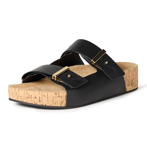Amazon Essentials Sandalias de corcho para mujer, color negro, talla 9