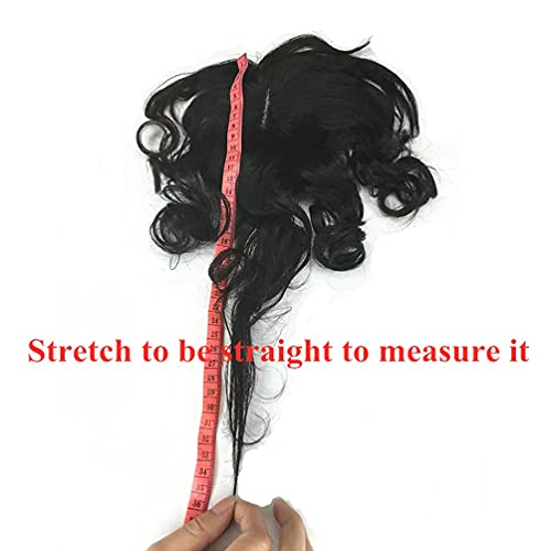 Curly Wavy Human Hair Toppers Clip In Toppers With Side Bangs Hair For Women Hair Bangs Toupee Wiglets Hairpieces For Mild Hair Loss Volume Cover Gray Hair (1B) #TOP3