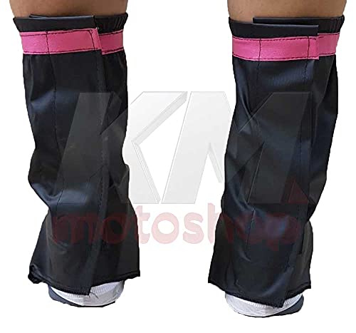 Kit Capa De Chuva Motoqueiro Feminina Pvc Pantaneiro EX + Polaina PVC meia sola preta com rosa