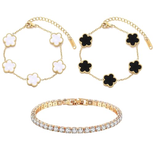 TENGWA Plaqué 18K Bracelet 3 Pièces Bijoux Bracelet Trefle...