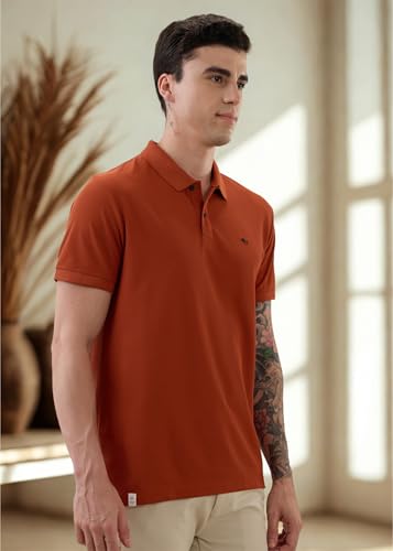 Image of Nostrum Cotton Half Sleeve T-Shirt for Men Boys, Regular Fit, Cherry, Stylish Mens T-Shirts, Polo T Shirt for Man, Collar T Shirts for Men