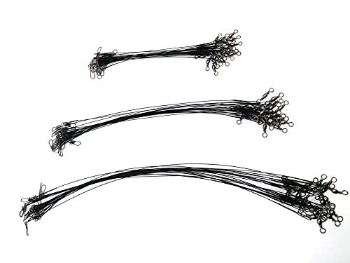 60Pcs Fishing Leaders,Nylon-Coated Fishing Line Wire Leaders with Swivels and Snaps Connect Lures Rig or Hooks, for Saltwater and Freshwater,3Size 5.9inch 9.8inch 11.8inch