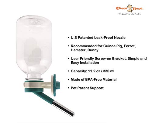 image for Choco Nose Patented No-Drip Water Bottle/Feeder for Guinea Pigs/Hamste