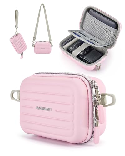Funda pequeña impermeable para cámara digital con correa rosa miniatura 1