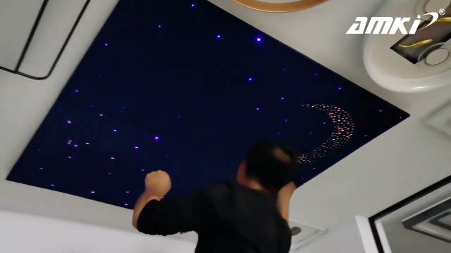 AMKI 16W Bluetooth Twinkle Fiber Optic Star Ceiling Lights Lamp Kit, LED RGBW Engine Driver APP/Remote Control, Mix 335 Strands (0.75mm+1mm+1.5mm) 9.8ft/3m Long + Crystal