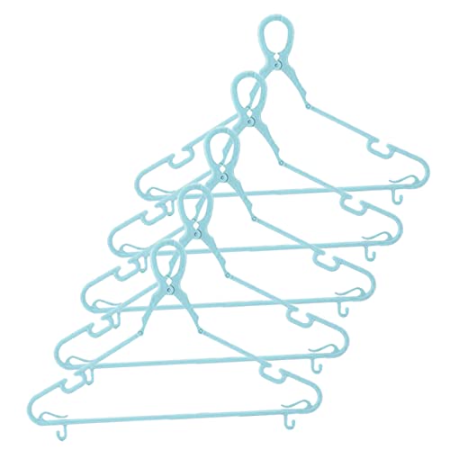 SOLUSTRE 5Pcs Heavy Duty Windproof Clothes Hangers Multi Function Shirt Hangers with Clips for Towels and Sturdy Design for Space Saving Organization