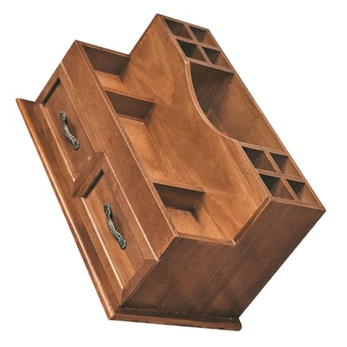 Garneck 実木 ヴィンテージ風 多層引き出し デスクトップ収納ボックス 小物整理用 化粧品収納ケース