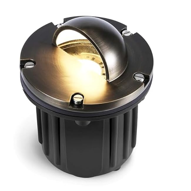 Brass Well Light - Waterproof 12V Ip65 In-Ground Landscape Lighting, LED Outdoor Replaceable Bulb Low Voltage Fixture, Antique Bronze for Tree Garden Pathway Without MR16 Bulb