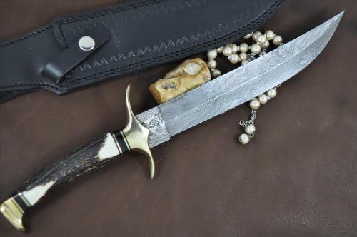 Miniatura 4 de Perkin Cuchillo de caza hecho a mano de acero Damasco - Cuchillo de caza Beautifu con funda