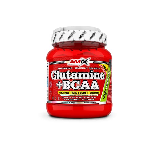 AMIX - Bcaa Glutamina - 530 Gramos - Complemento Alimenticio de Glutamina en Polvo - Reduce el Catabolismo Muscular - Ideal para Deportistas - Sabor Lima Limón - Aminoácidos Ramificados