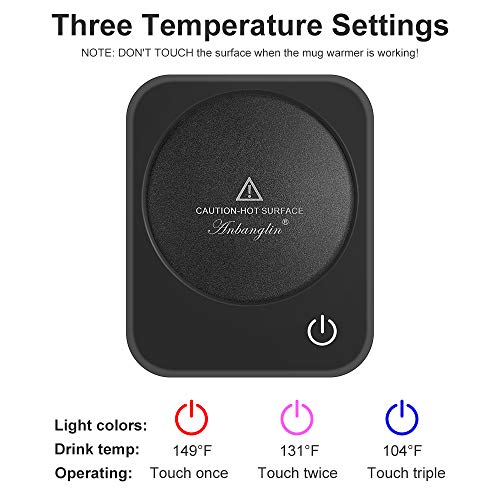 Image of Coffee Mug Warmer, Smart Cup Warmer for Desk, 3 Temperature Control & Auto Shut Off, Electric Cup Warmer for Heating Milk,Tea,Beverage,Candle (Black-No Mug)