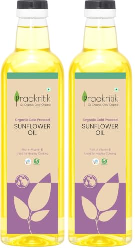 Image of Praakritik Organic Sunflower Oil 500 ML Bottle (Pack of 2)