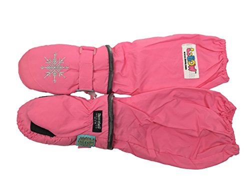L-Bow Kids Snowflake Cold Weather Waterproof Elbow Length Mittens Medium Pink3