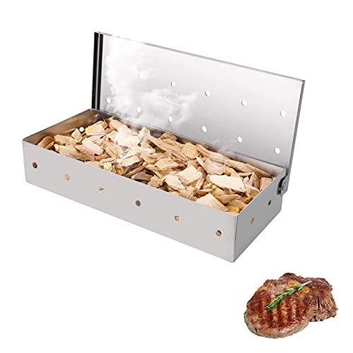 Caja de Ahumador, Parrilla de Barbacoa de acero Inoxidable caja de Ahumador para Fumadores, Parrillas de Carbón y gas