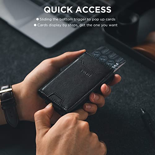 VULKIT Money Clip Wallet Pop Up Card Holder RFID Protection Mens Leather Wallet 2-IN-1 Business Card Holder For 7 Cards & 15 Bills3