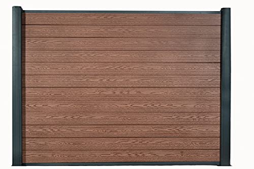 DeToWood WPC-Zaun l Sichtschutz-Zaun Steckzaun Gartenzaun Komplettset Aluminiumpfosten I zum Einbetonieren I Braun (10x…