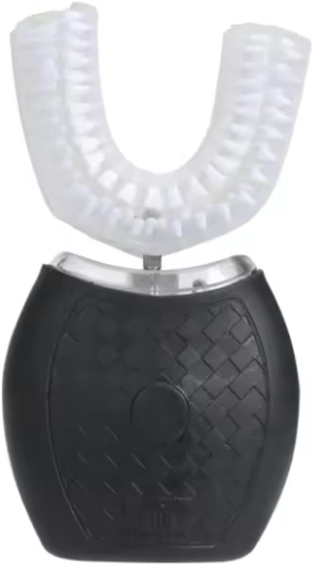 VIDECOR New Smart U-Shaped Silicone Electric Toothbrush 360 ultrasonic Electric Toothbrush with Bristle Head,Black