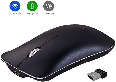 Wireless Mouse Rechargeable, Inphic Silent Click 2.4G Wireless Mice 1600DPI Mini Portable Travel Cordless Mouse with USB Receiver for PC Laptop Computer Mac MacBook, Dark Blue