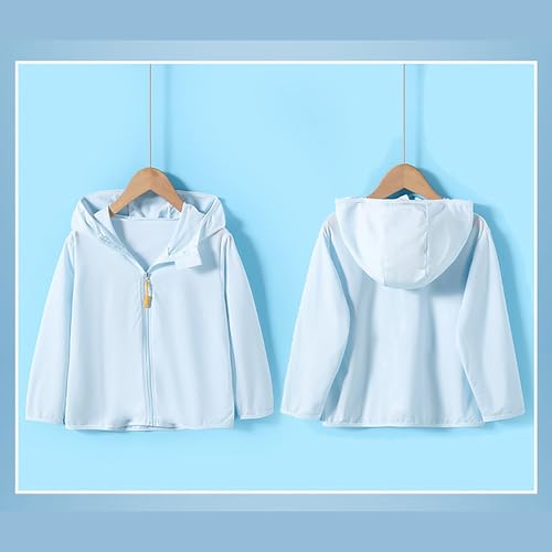 Generic Girls Boys Summer Solid Color Ice Hooded Zip Up Sun Protective Clothing Clothes for Kids Girls Boys4