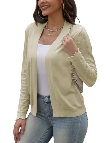 Image of VOIANLIMO Womens Cardigan Lightweight Open Front Knit Long Sleeve Cardigans Sweaters for Women