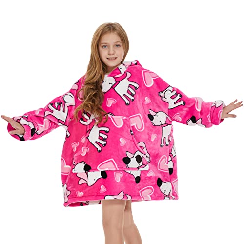 THREE POODLE Wearable Blanket Hoodie, Glow in The Dark Oversized Hoodie Blanket, Sherpa Hooded Blanket Sweatshirt for Adults Women Men Kids, Cozy Gifts