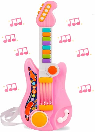 Kids Guitar, Electric Toddler Baby Music Toys for Ages 2-4 with Piano Mode Strap and Lights Child Musical Instruments Ideal for 2+ Year Old Girls Boys Birthday