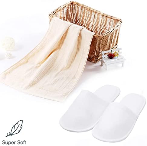 AhfuLife 10 Pairs Spa Slippers, Closed Toe White Hotel Guest Slippers for Spa, Bathroom, Party Guest and Travel, Fits Most Men and Women