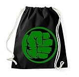 Baumwolltasche Turnbeutel Tasche Modell Hulk - Schwarz