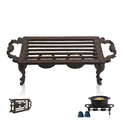 Cast Iron Teapot Warmer with Heat-Resistant Gloves – Durable Simmer Pot for Tea, Coffee & Food, Heavy-Duty Teapot with Warmer for Desk or Home, Includes 2 Candles