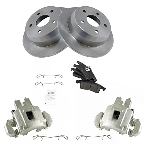 Image of TRQ Rear Brake Pad and Rotor Set Ceramic Solid Rotors Calipers | For 1999-2004 Jeep Grand Cherokee