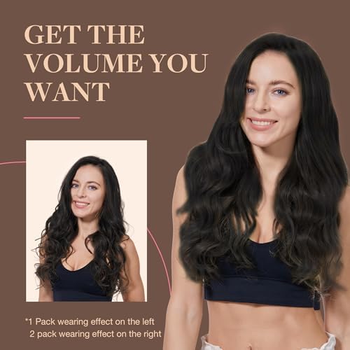 GOO GOO Clip in Hair Extensions Real Human Hair, Remy Human Hair Extensions Clip ins for Women, Natural Human Hair, 20inch 120g 7Pcs, 1B Natural black — view 6