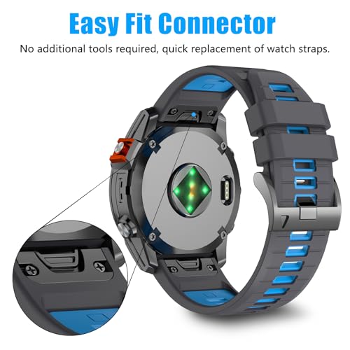 Image of 22mm Compatible with Garmin Fenix E /8 /8pro AMOLED 47mm /Fenix 7 /7 Pro /6 /6 Pro /5 /5 Plus Watch Band,Soft Quickfit Silicone Straps for Forerunner 970 965 955 /Approach S70 47mm /tactix 8 /quatix 7 8 47mm