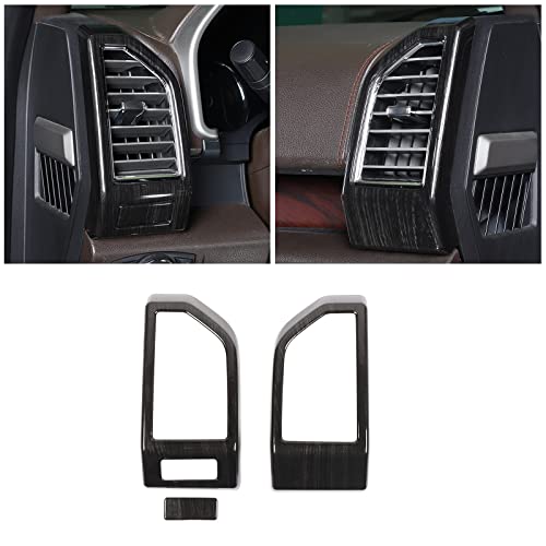 JeCar 11PCS Interior Decoration Trim Kit for Ford F150 2015-2020 Steering Wheel & Center Console Trim Dashboard & Rear Air Conditioner Vent Cover (Black Wood Grain) by JeCar - Image 6