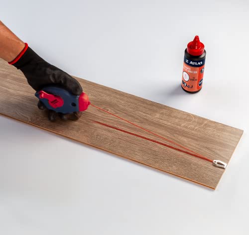 Conjunto Carretel de Giz e Linha de Pó Vermelho, 30 Metros, Cor Azul, Atlas.