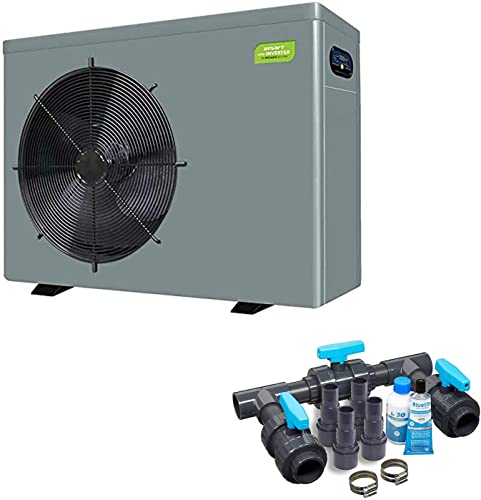 Smart ECO Inverter Wärmepumpe H+C 9, 0 kW, grau powered Plus Bypass Set Basic by well2wellness