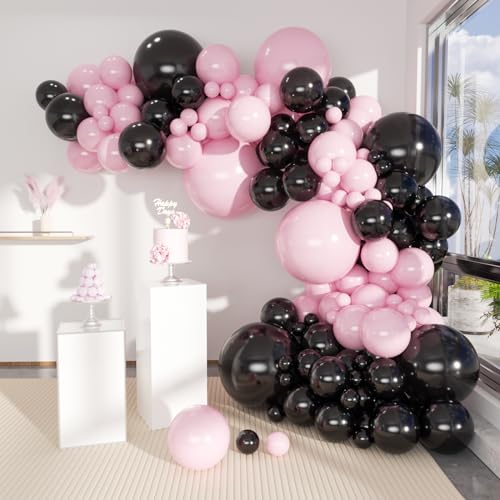 Pink Black Balloon Garland 138 PCS 18In 10In 5In Latex Balloons A...