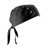 crazy hunter Leather Bandana Biker Doo Do Rag Headwrap Studded Mens Cap Capsmith Du Rag Black