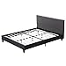 mecor Upholstered Linen Platform Bed Frame - Queen Bed Frames with Headboard and Wooden Slats Support - Fabric Low Profile Mattress Foundation - No Box Spring Needed - Dark Grey/Queen