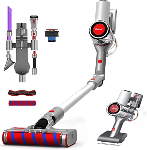 Redroad V17 Akku Staubsauger, 26500Pa Starke Saugleistung bis zu 60 Min Laufzeit, 450W Kabelloser Staubsauger mit Smart Screen, 360° LED Elektrobürste, Abnehmbarem Akku, für Tierhaare