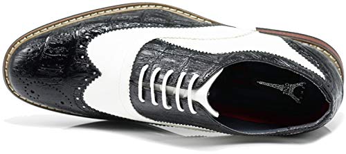 Men's Dress Oxfords Shoes Italy Modern Designer Wingtip Captoe 2 Tone Lace Up Shoes4