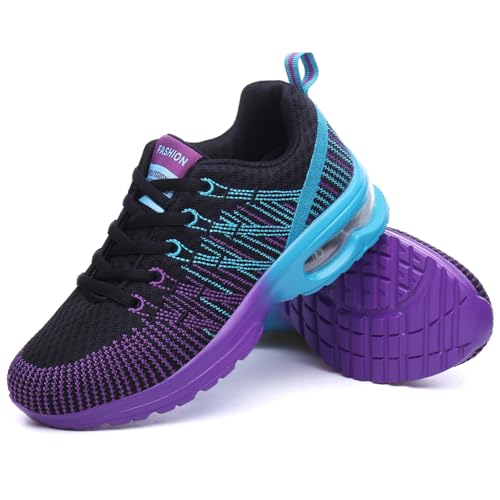 Trail Running Shoes for Women Gym Workout Sneakers Athletic Walking Shoes Fashion Sneaker Black Purple Size 74