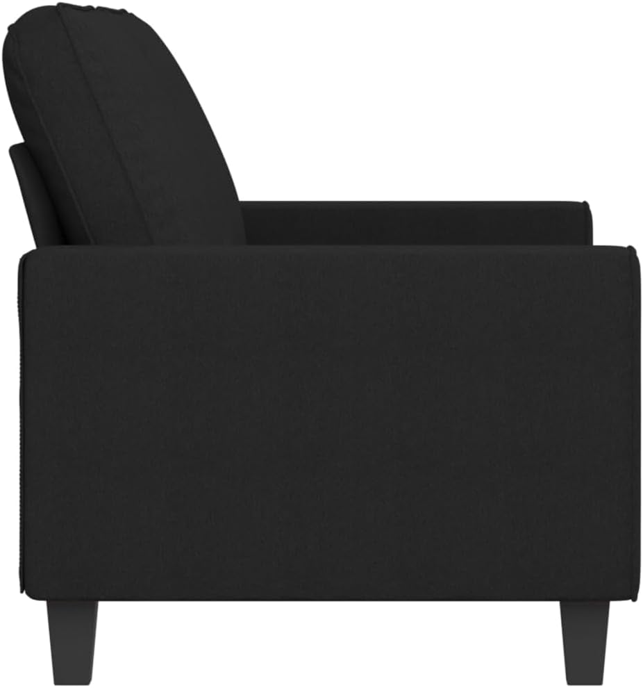2-Seater Sofa Black Fabric (100% Polyester) Living Room Furniture