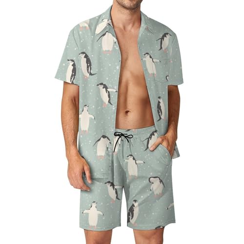 Ensemble Chemise Short Homme motif pingouin en tissu respirant séchage rapide été S